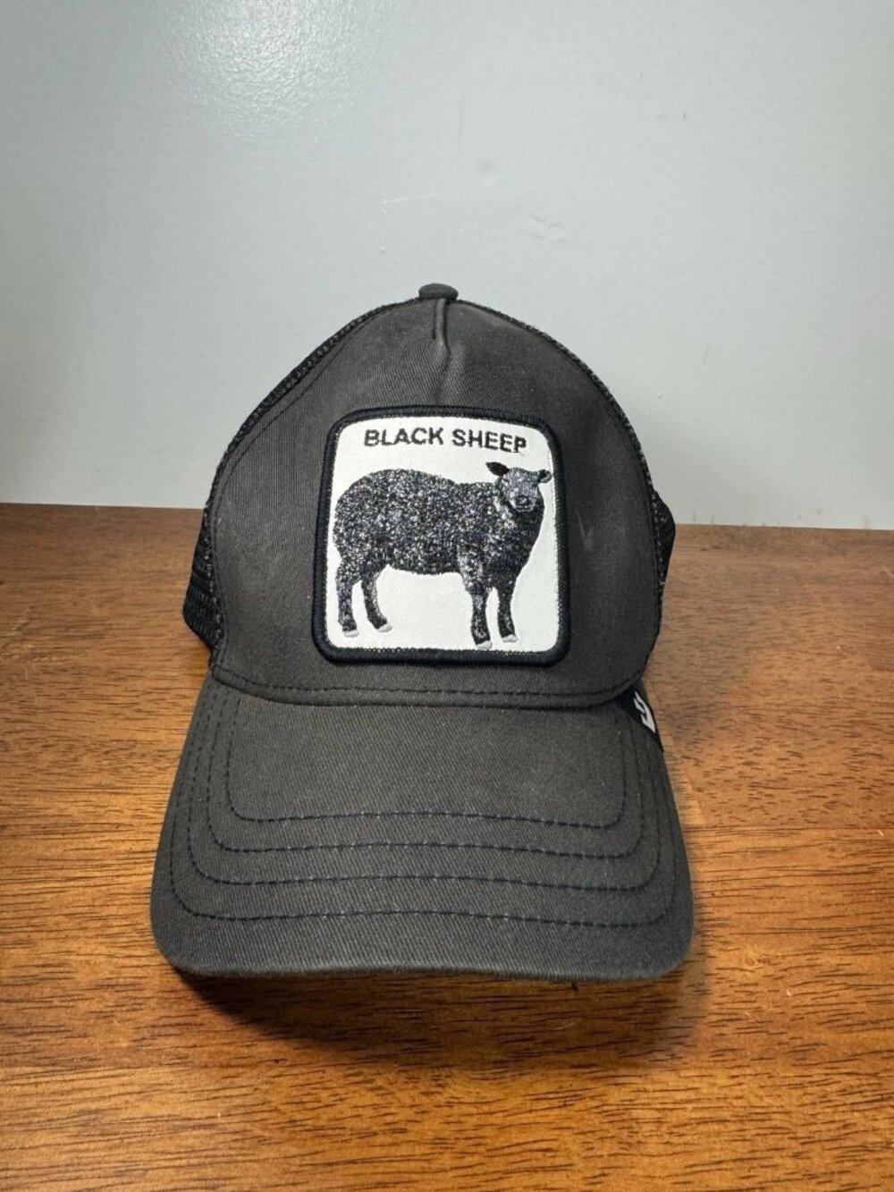 Vintage Goorin Bros Black Sheep Trucker Hat Black Mesh Snapback Animal Farm Cap